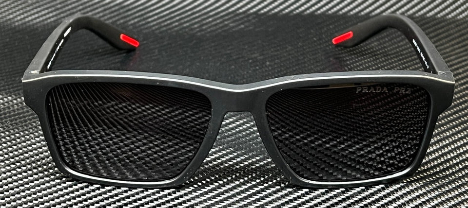 Óculos de sol masculino PRADA LINEA ROSSA PS 05YS DG002G preto polarizado borracha 58 mm-