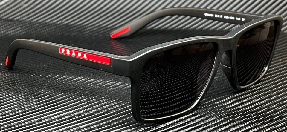 Óculos de sol masculino PRADA LINEA ROSSA PS 05YS DG002G preto polarizado borracha 58 mm-