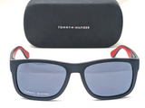 Óculos de sol Tommy Hilfiger TH 1556/S 8RUKU armação Havana escura com lentes azuis 56mm
