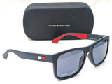 Óculos de sol Tommy Hilfiger TH 1556/S 8RUKU armação Havana escura com lentes azuis 56mm
